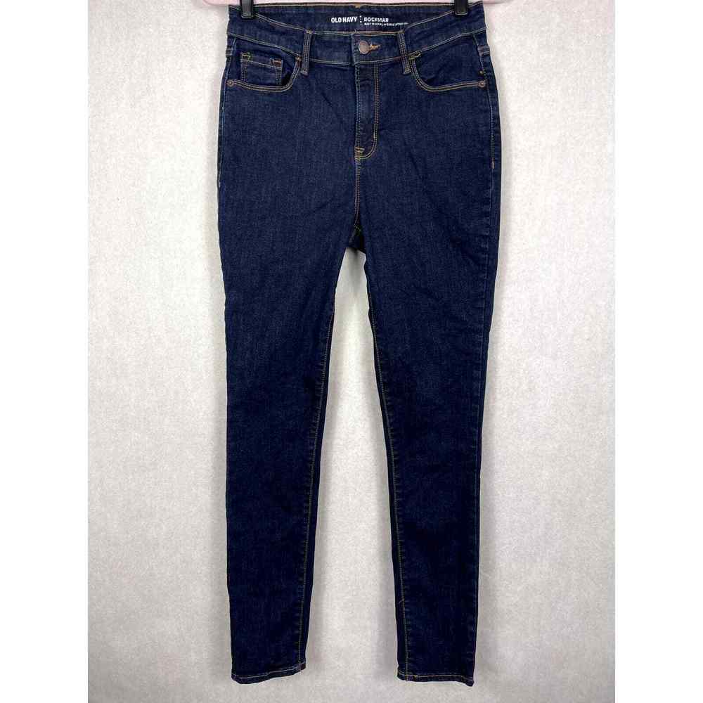 Old Navy Rockstar Skinny Jeans High Rise Dark Blue Wash Womens Size 10 Stretch